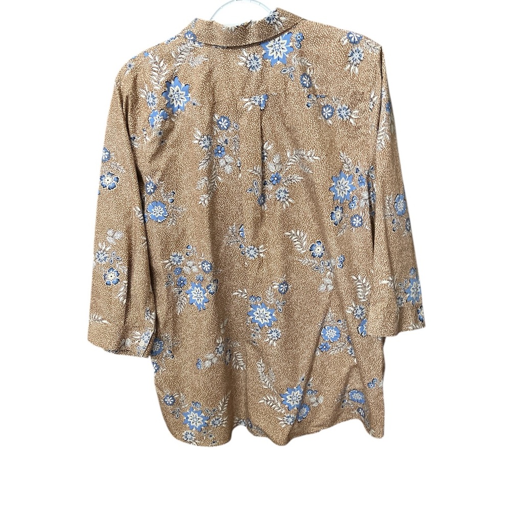 Lands' End No Iron Supima Button Down Floral 3/4 Sleeve - Picture 3 of 3